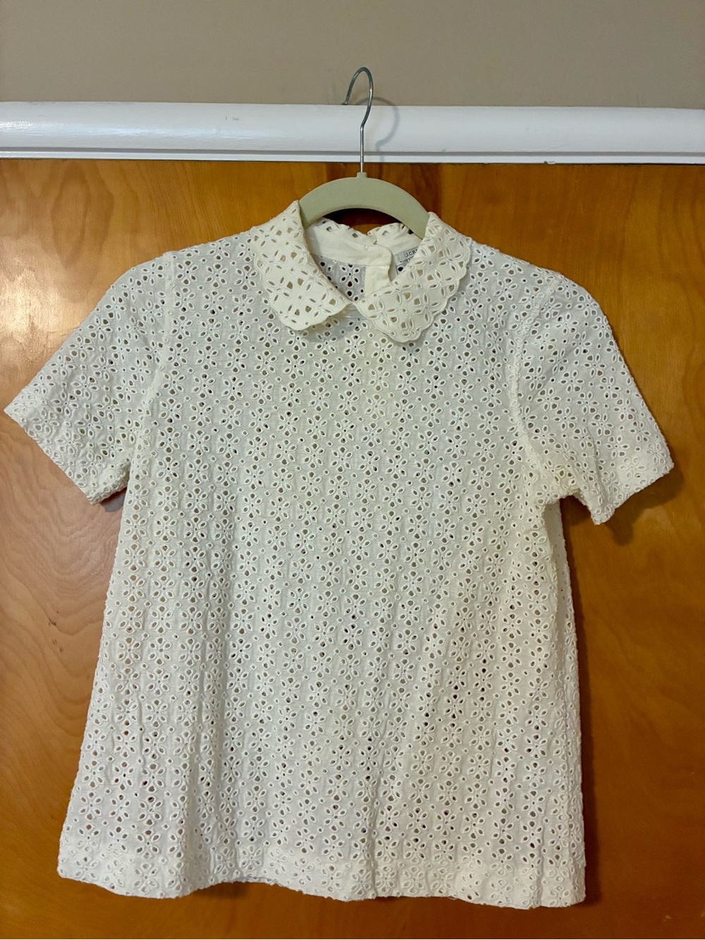 J.Crew Cream Eyelet Peter Pan Collar blouse